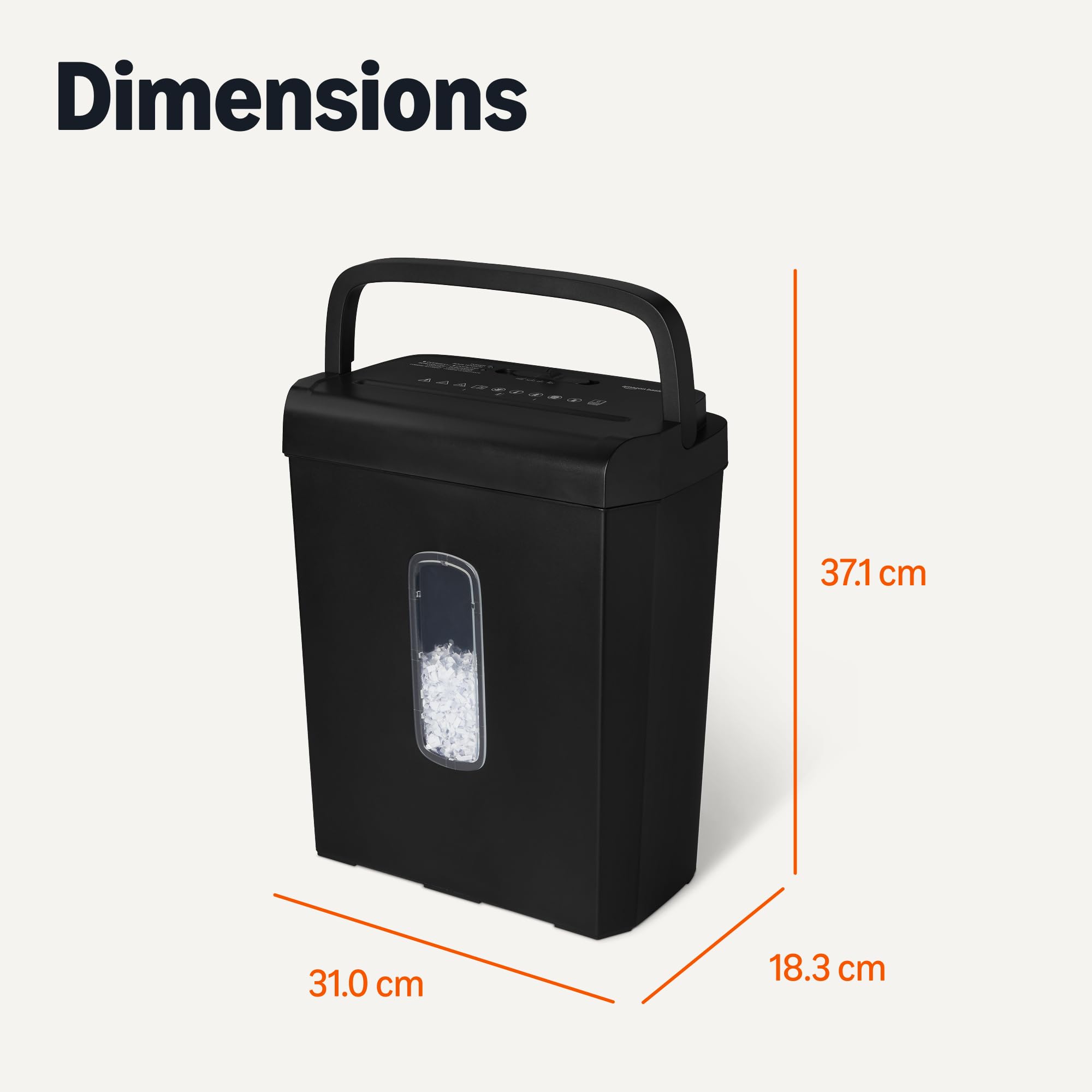 Amazon Basics Destructeur de Documents à Coupe Croisée pour 6 Feuilles et Destructeur de Cartes Bancaires, 14L, Noir