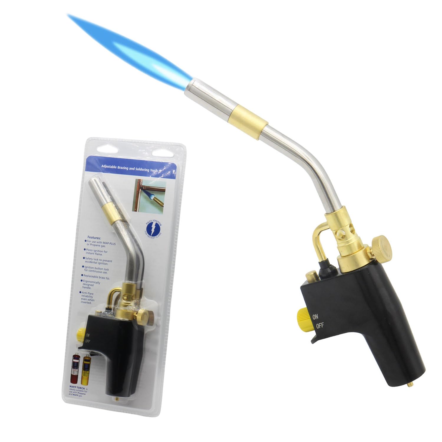 Torcia a propano regolabile e MAPP, autoaccensione, fiamma regolabile, facile e portatile per brasatura, saldatura, saldatura e grigliatura