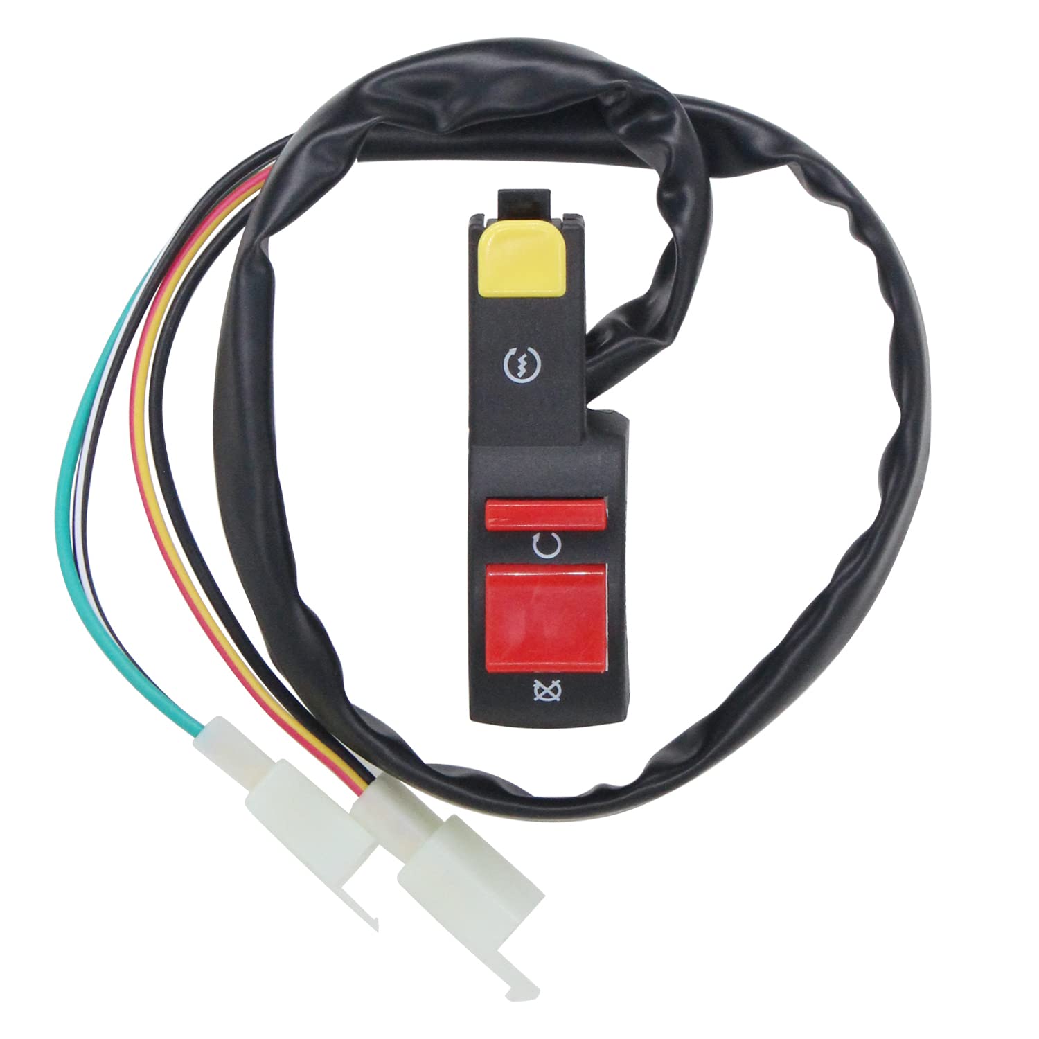 Amavoler Universal 7/8" 22mm Handlebar Switch Start/Kill Button with Ignition Switch Replacement for Motorcycles Electric Bike ATVs Scooters.