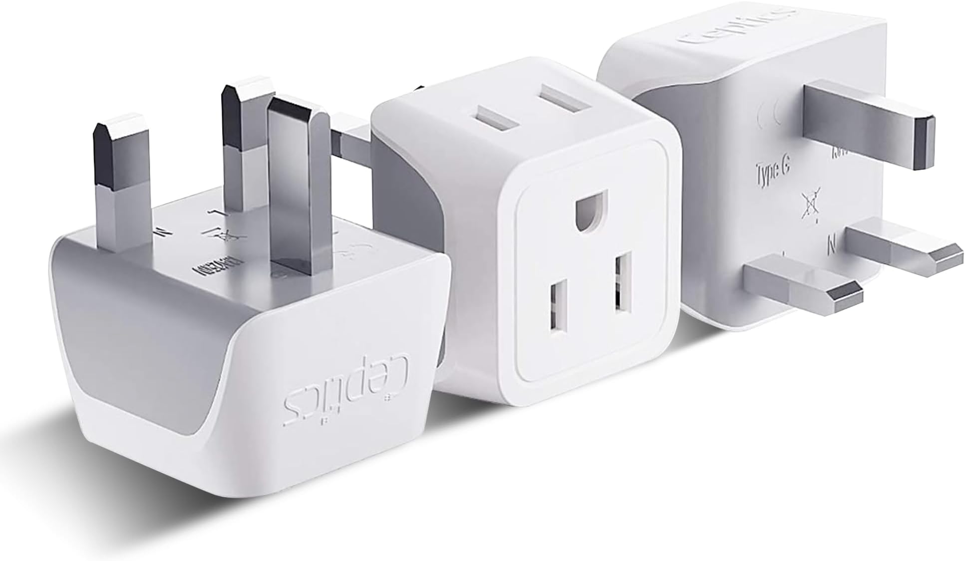 Ceptics UK to Hong Kong Travel Adapter Plug to USA - Type G (3 Pack) - Dual Input - Ultra Small (Does Not Convert Voltage)