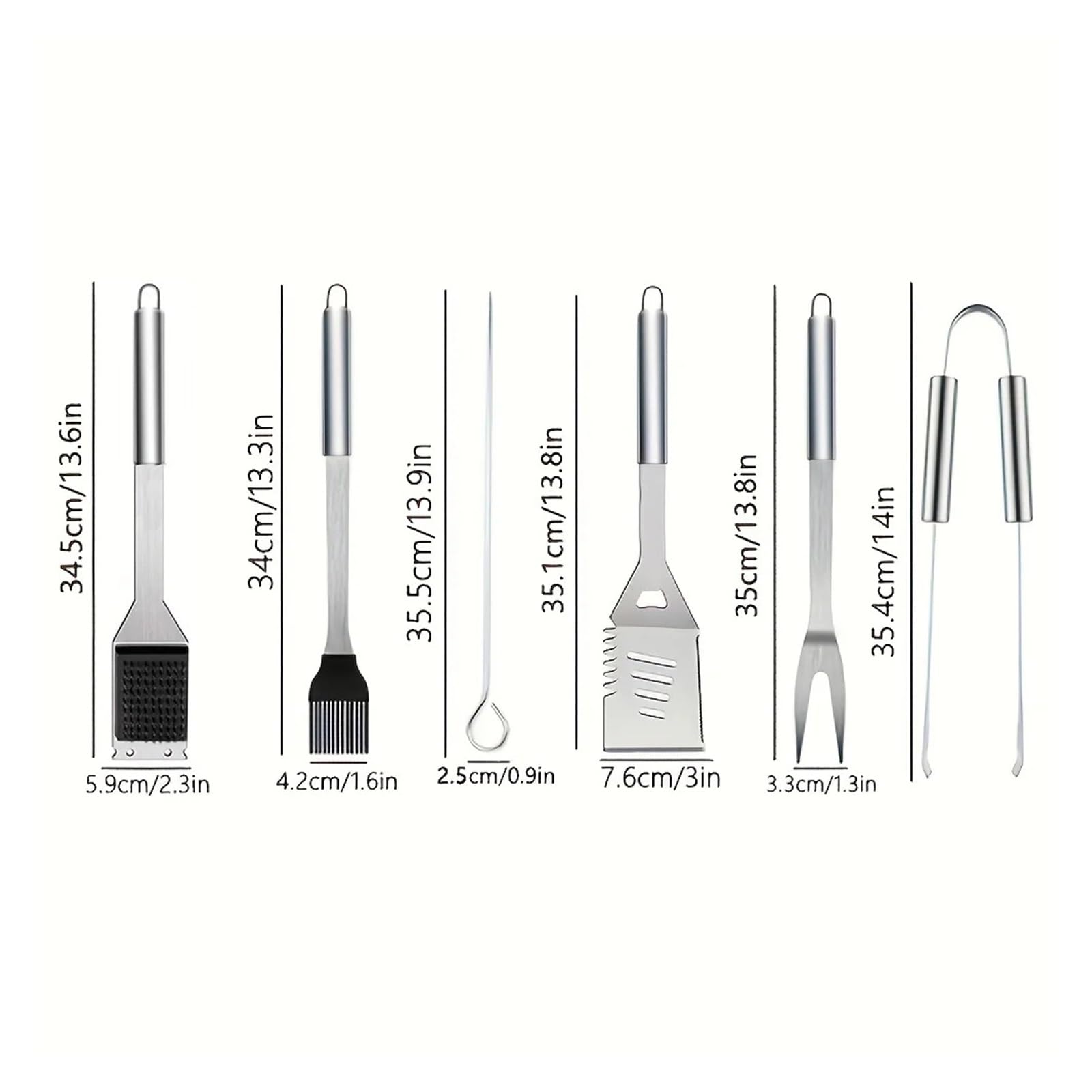 Set di 12 Accessori per Barbecue in Acciaio Inossidabile, Set di Posate e Utensili da Portata, Kit di Attrezzi per griglia Portatile e Pratico