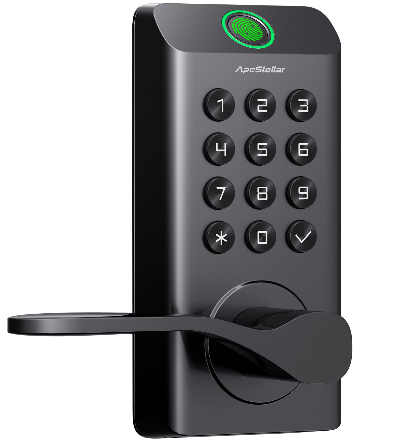 Photo 1 of ApeStellar Fingerprint Door Lock with Handle - Keyless Entry, Black