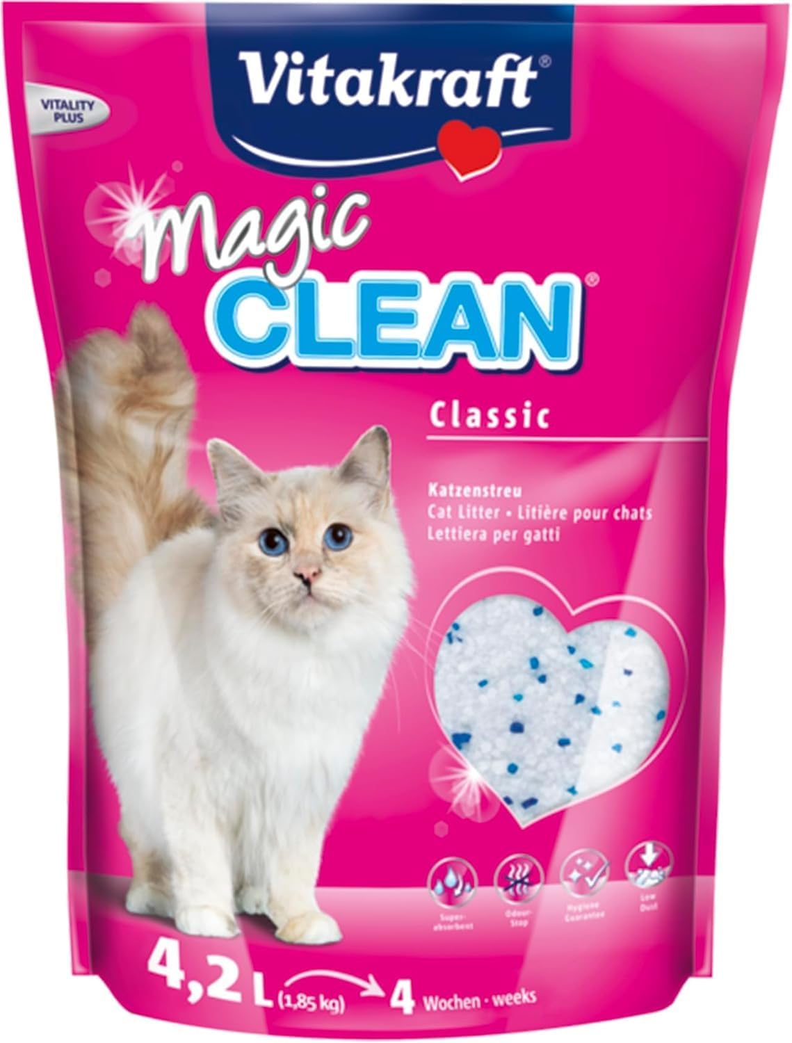 Vitakraft Magic Clean - Litière silice 4 semaines pour Chat - 4,2L : La solution idéale pour un environnement sain