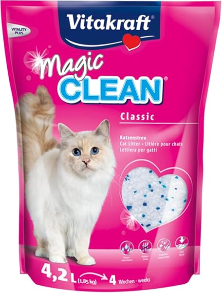 Vitakraft Magic Clean - Litière pour Chats à Base de silice - Neutralisation Ultra Rapide des odeurs - 1 Mois d'utilisation (1x 4,2L) - 1