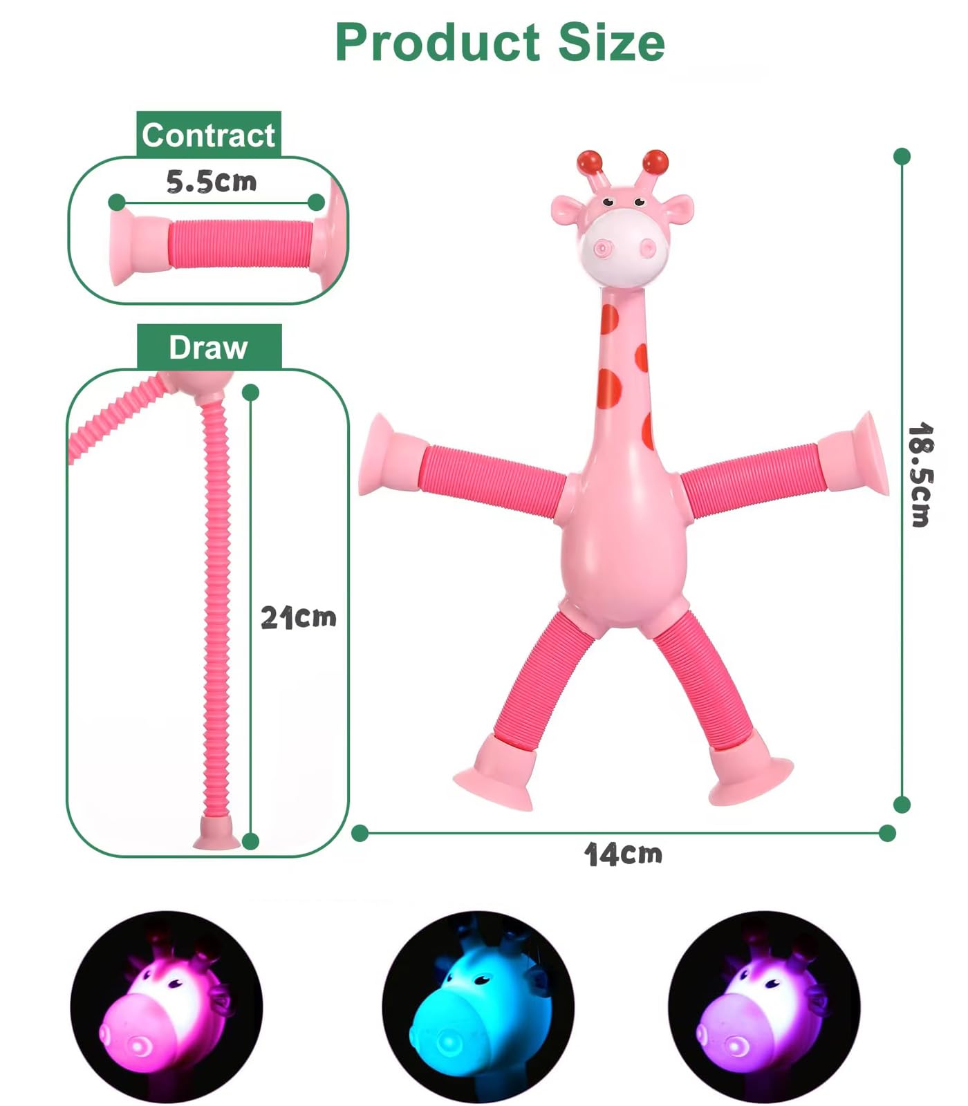 4x Teleskop Giraffen Spielzeug - Saugnapf Knautschtiere Für Kinder