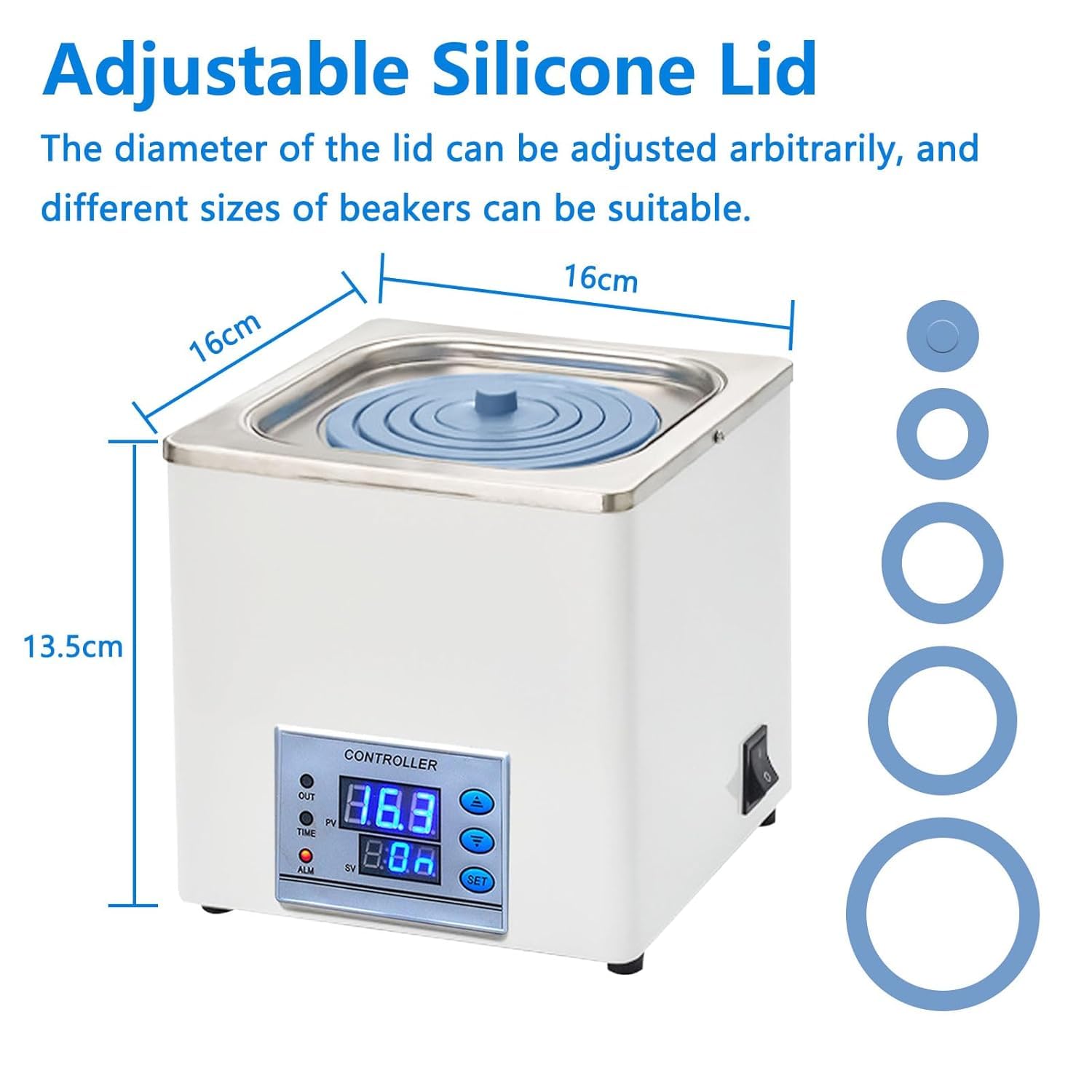 TYH Baño María Termostático De Laboratorio con Calefacción Eléctrica, Pantalla Digital De 300 W, Resolución De 0,1 ℃, Tanque Interior De Acero Inoxidable, Temporizador Y Protección contra Agua