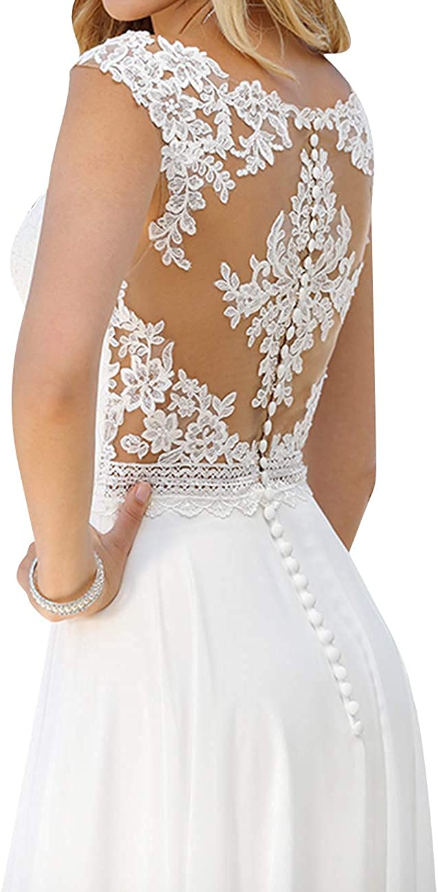 JAEDEN Boho Brautkleid Lang Damen A Linie Strandhochzeit Brautkleid Hochzeitskleider Spitze Chiffon V-Ausschnitt