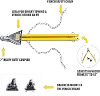 Vista 8 de Barra de remolque de 5,000 libras de capacidad, acoplador de 2 pulgadas, ancho de apertura de 41 pulgadas, soporte de parachoques con cadenas, RV