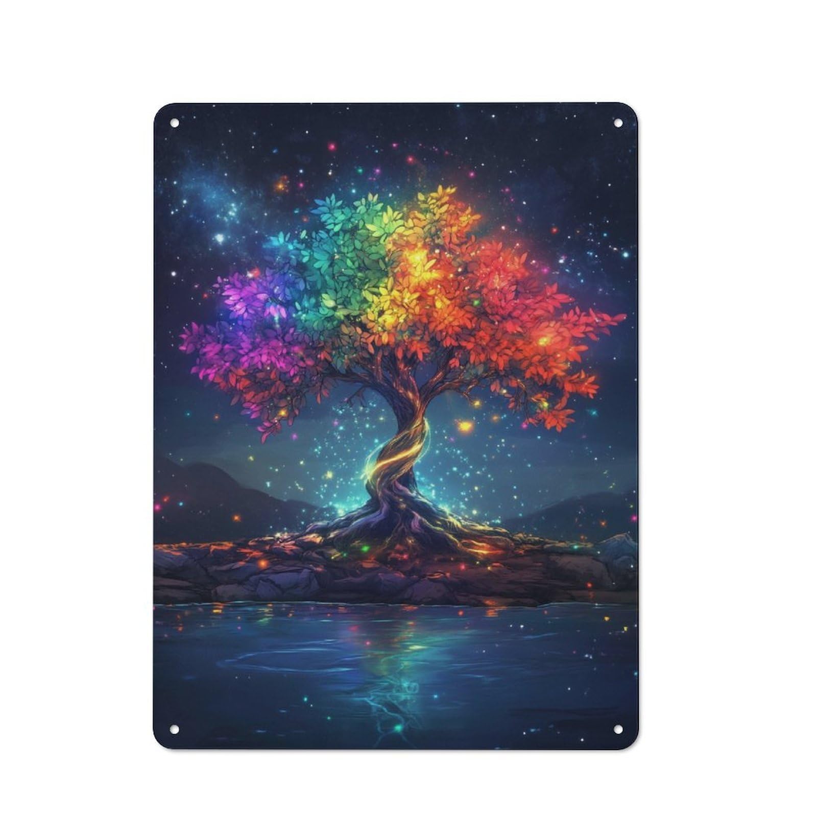 Junmoney Magic Colorful Neon Tree For Garden Room Or Summerhouse, Retro Tin Sign 40X30cm, Suited To Wall Displays In Garden Rooms And Summerhouses