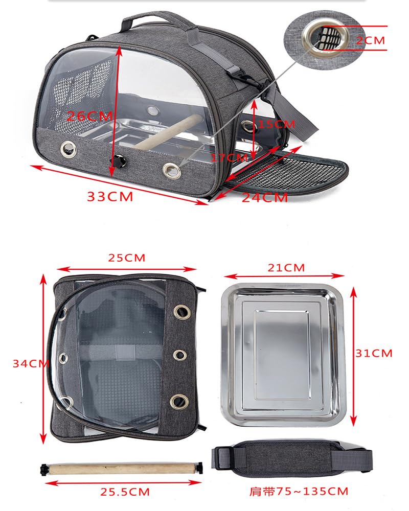 Trasportino Per Pappagalli - Zaino Portatile Con Rete In Acciaio, Leggero E Facile Da Pulire (32.9x26.4x40 Cm) - Foto 8
