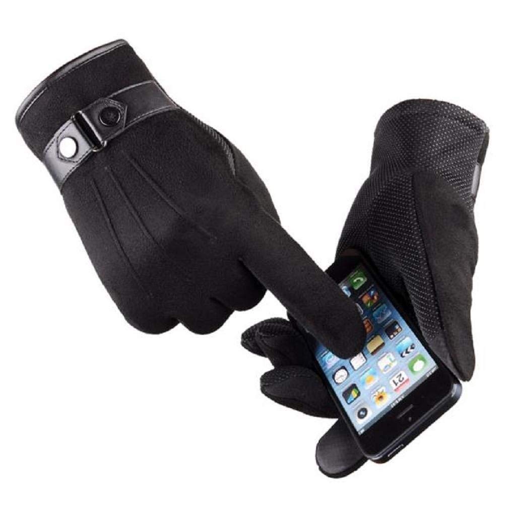 Unisex-Adult Rękawiczki Męskie Ciepły Ekran Motocyklowe Kalesony Anty Rękawiczki Snowboard Nowoczesne Casual Męskie Rękawiczki Zimowe Moda Ciepłe/Black/One Size