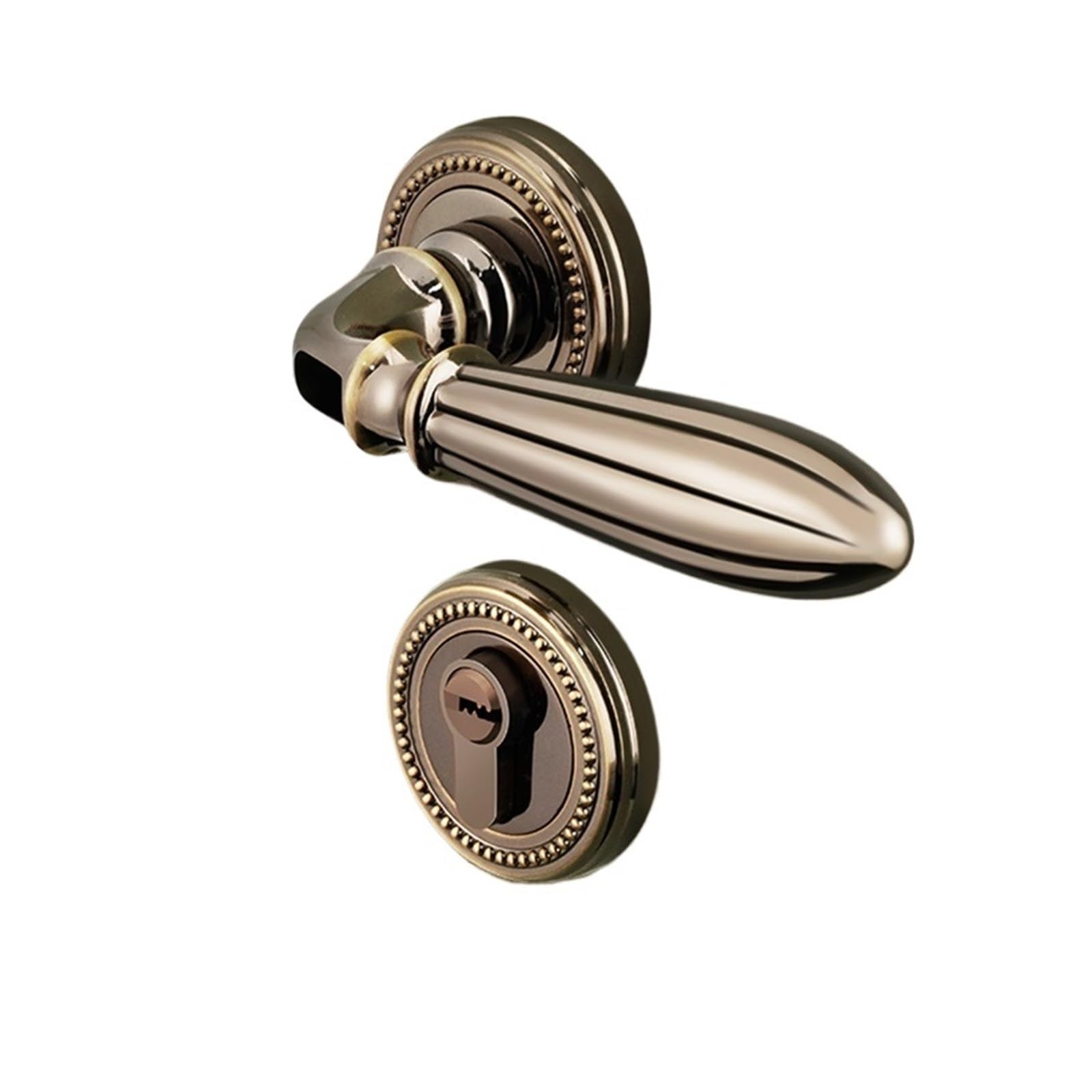 Kxaoxgrc Bronze European Door Handle Set, Indoor Door Lock Handle Sets, Black