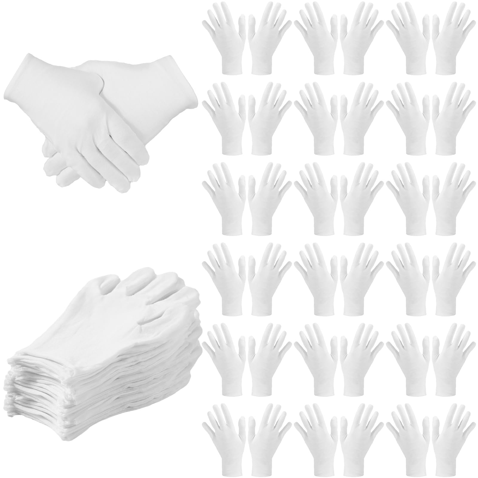 SATINIOR 120 Pieces Cotton Gloves Large Size for Men Women Inspection Gloves for Dry Hand Art Handling Coin