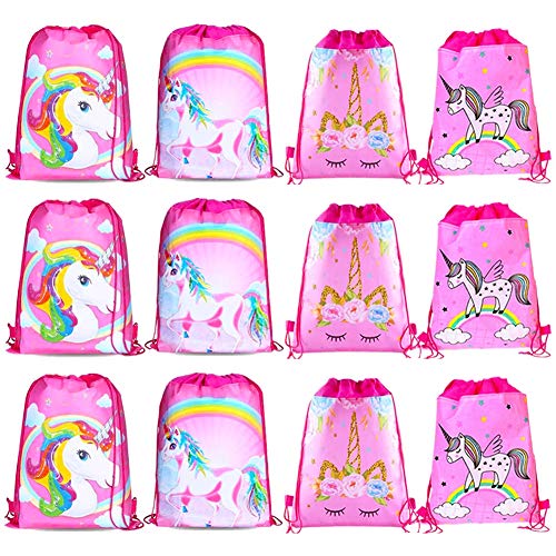 12 Piezas Unicornio para Bolsos BESTZY Bolsa Regalo Bolsas con cordón de Mochila Dulces