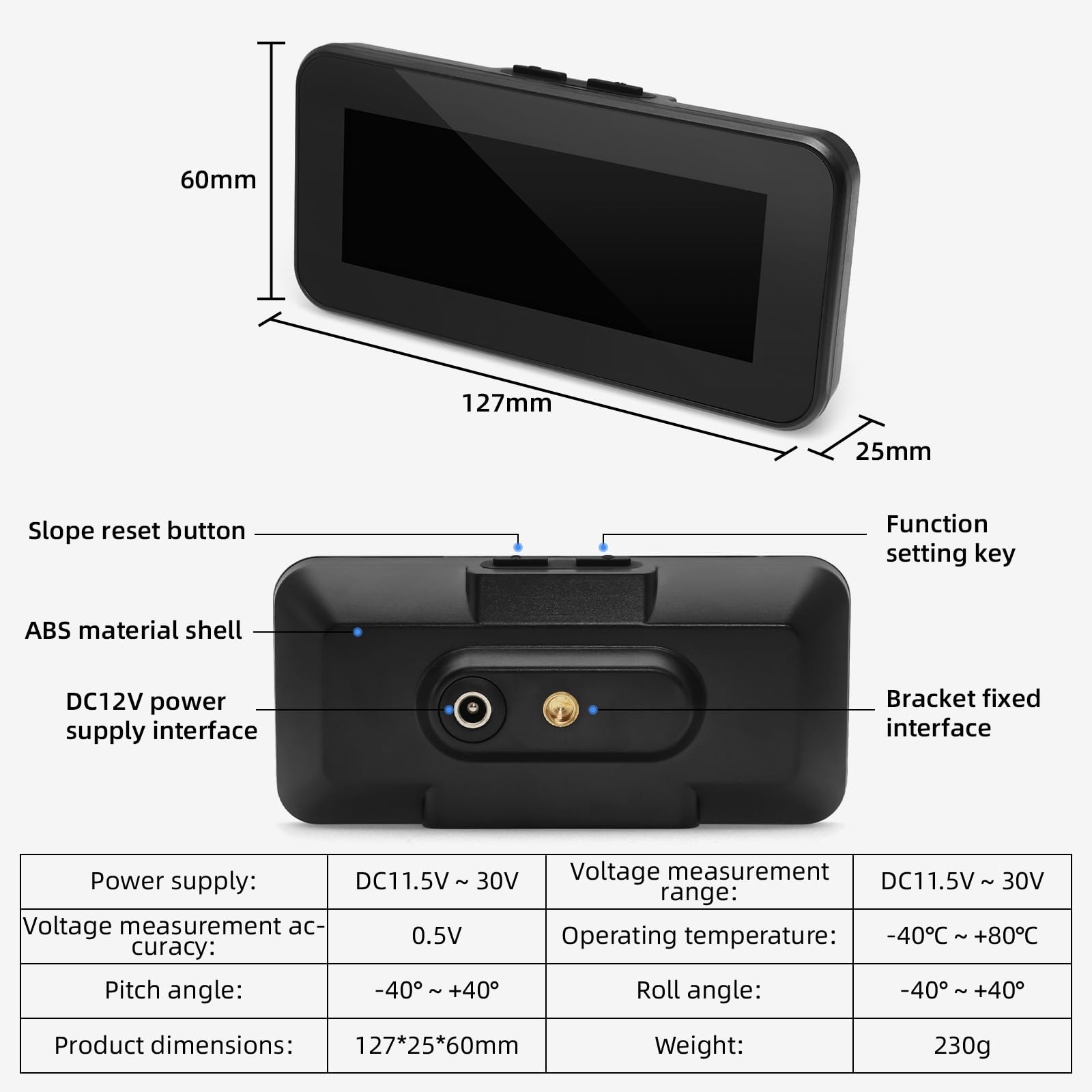 Medidor De Inclinación Digital De Pendiente De Velocidad GPS, Accesorios Todoterreno, Alarma De Exceso De Velocidad, Pantalla HUD Head Up, Inclinómetro Multifuncional For Coche Seguro FáCil De Usar(A)