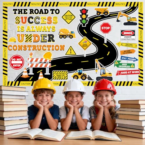 Construction Bulletin Board Decorations Road to Success Cutouts Construction Positive Sign Classroom Decor Traffic Inspirational Bulletin Board for Classroom Chalkboard Back to School Supplies - Image 5