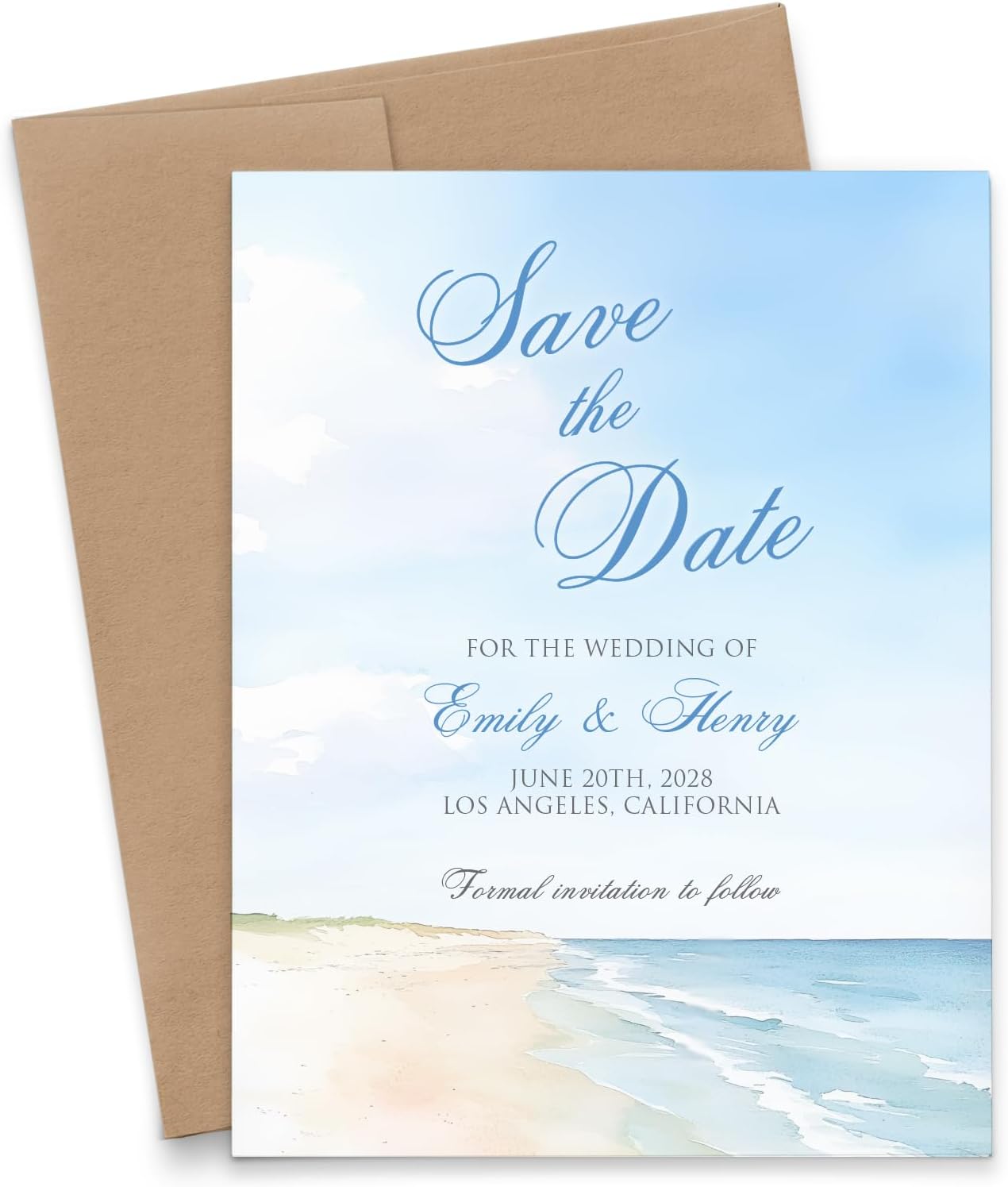 Beach Wedding Save the Dates Invitations With Envelopes, Ocean Themed Save the Date For Celebration of Life, Party, Destination Wedding Save the Date Invite, Your choice of Quantity and Envelope Color
