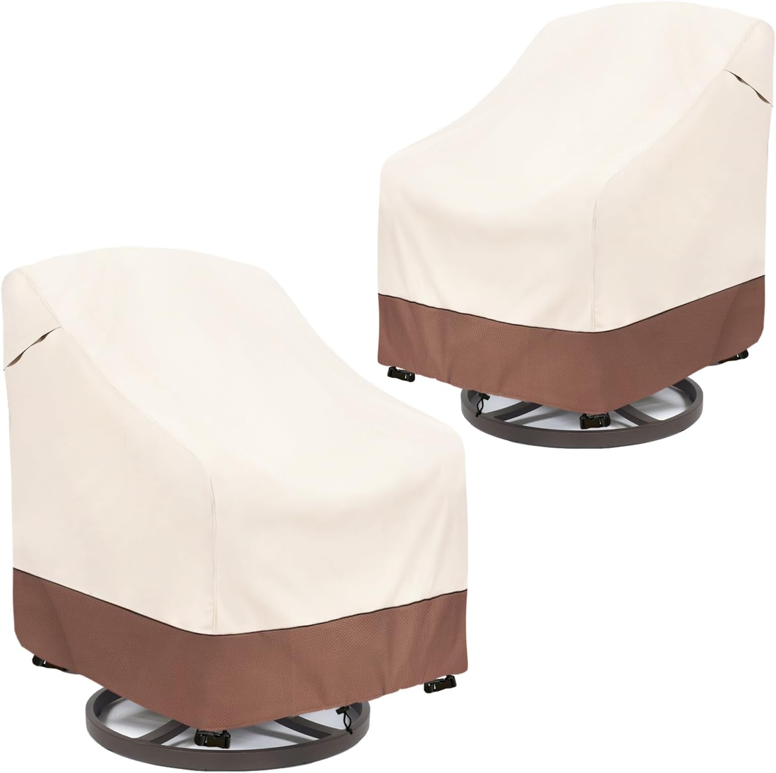 Outdoor Swivel Chair Cover 2 Pack, Patio Chair Covers Waterproof Clearance, (30" W x 34" D x 38.5" H) Lawn Furniture Covers, Beige & Brown