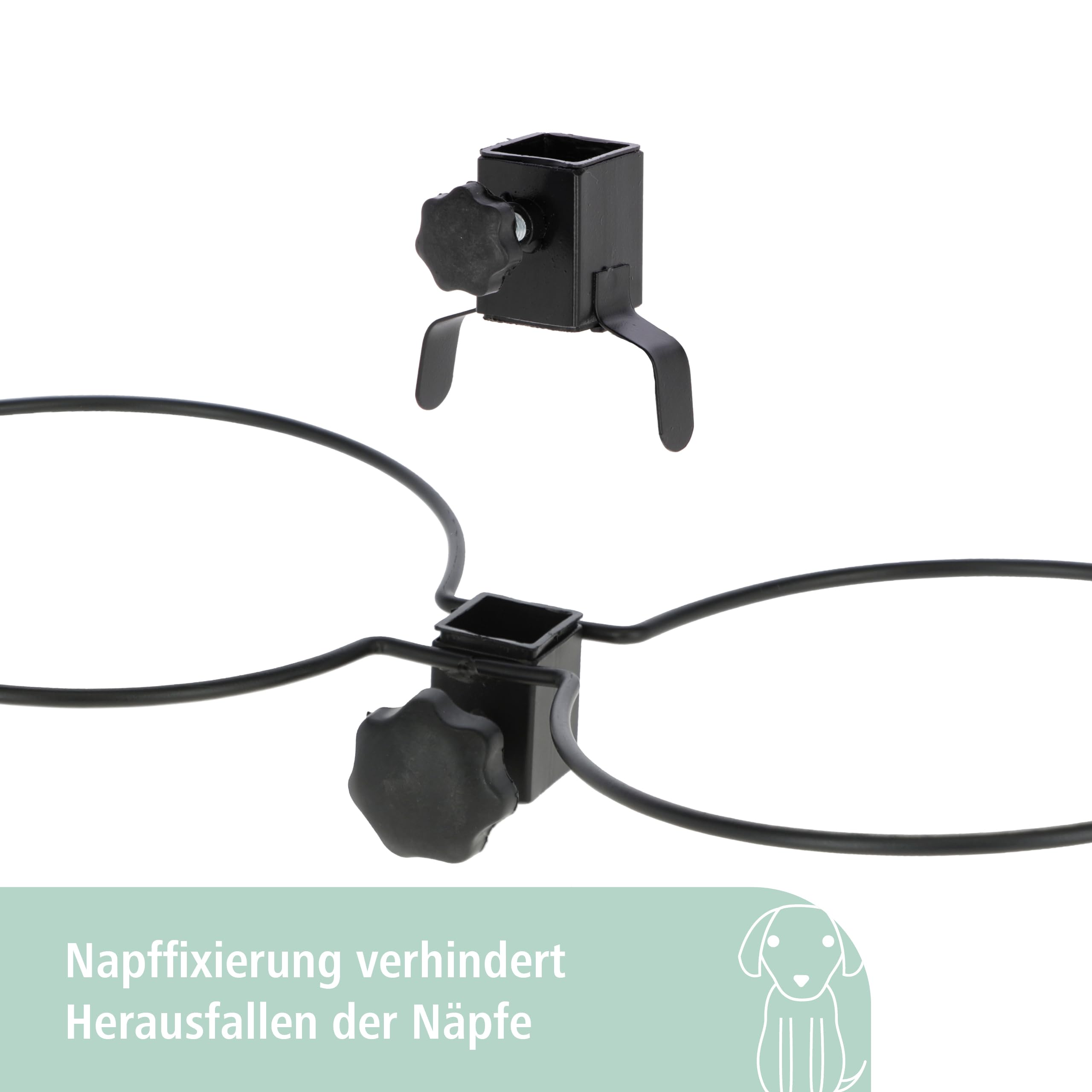 Kerbl Pet Futterbar, Hundenapf, schwarz, 54x27x43cm, 2x1800ml, Stahlgestell, Hunde, 2X Edelstahlnapf, stufenlos höhenverstellbar, erhöhter Futternapf