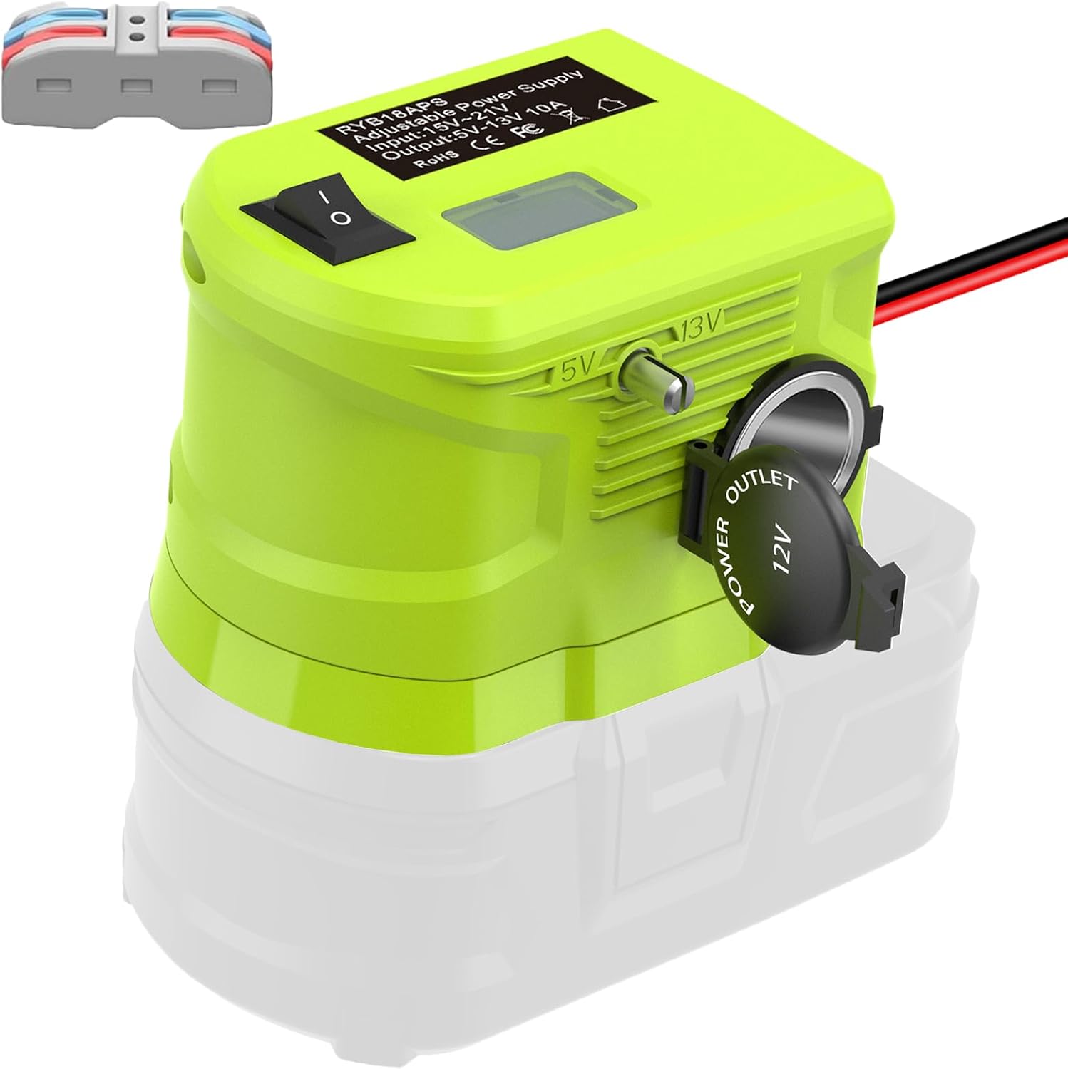18V to12V Step Down Converter for Ryobi 18V Battery，DC Voltage Battery Power Adapter Cigarette Lighter Adapter Perfect for upgrading Power Tools, LED Strip Lights, Robotics DIY Projects