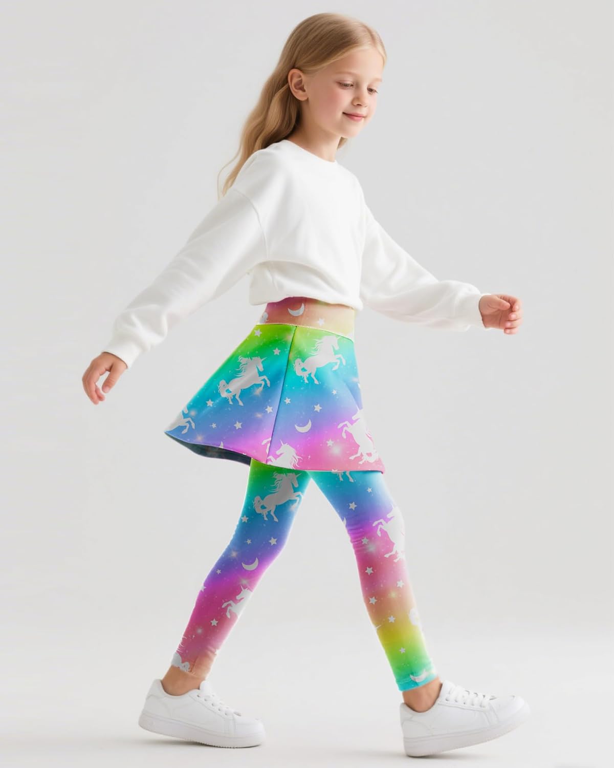 Girls Leggings with Skirt Kids Footless Tights Cute Mermaid Unicorn Leggings for Toddler Girls Kids Ruffle Tights 4-7 Years - Image 5