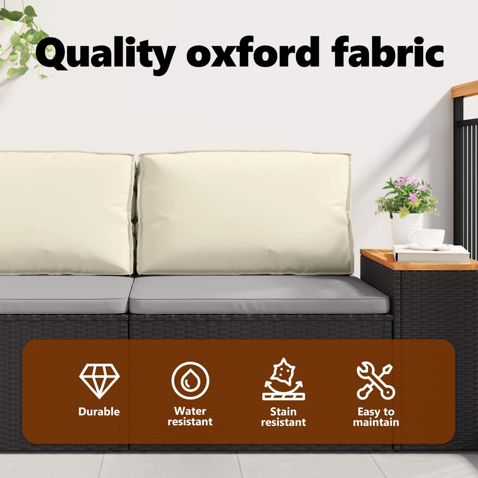 Coussin de palette pour dossier Crème 80x40x12 cm Tissu Oxford