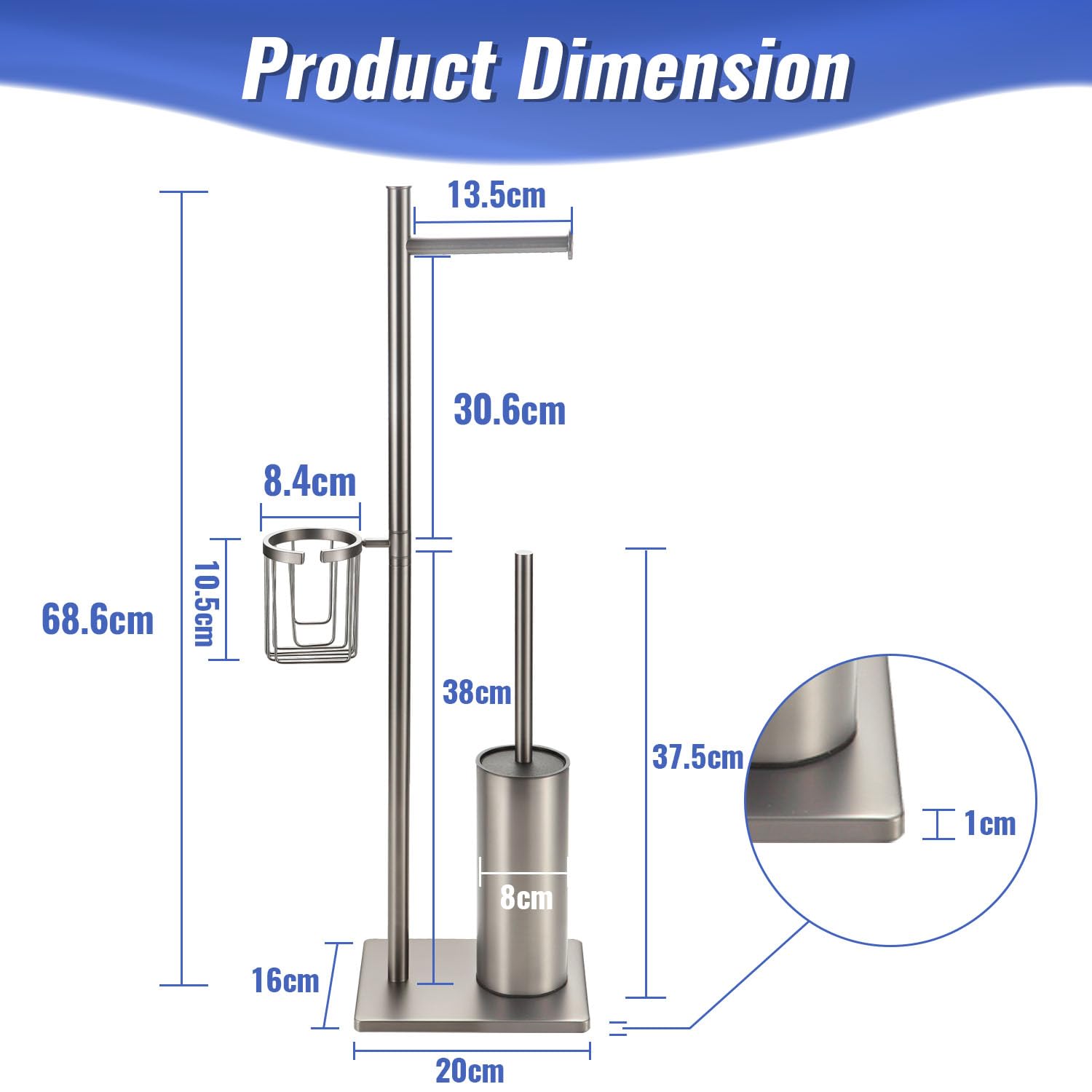 BGL Stainless Steel Toilet Paper Holder with Toilet brush,Brush Nickel Color Heavy Base, Including Basket for Toilet Using - Image 2
