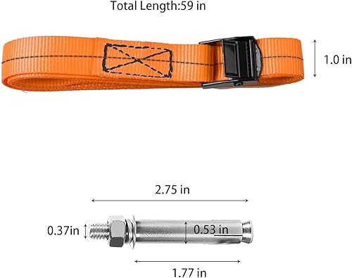 Miniatura 7 de Soporte de pared cilíndrica, soporte de tanque de nitrógeno de propano resistente con correas extralargas de 59 pulgadas y tornillos de expansión de
