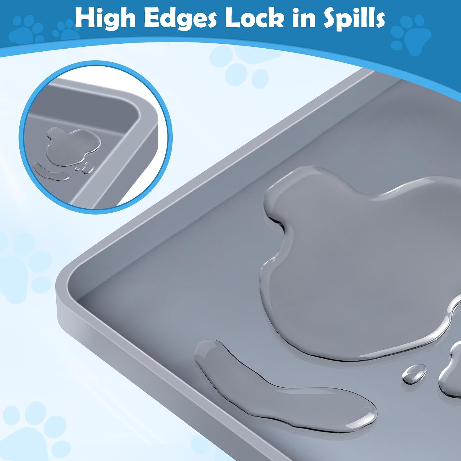 Dog Pee Pad Holder, Dog Potty Tray Silicone Puppy Pad Holder Tray Fits for 24" x 24" Training Pads, Puppy Potty Tray With 4 Clamps No Spill Raised Lip High Edge for Indoor Floor Protection (Dark Grey)