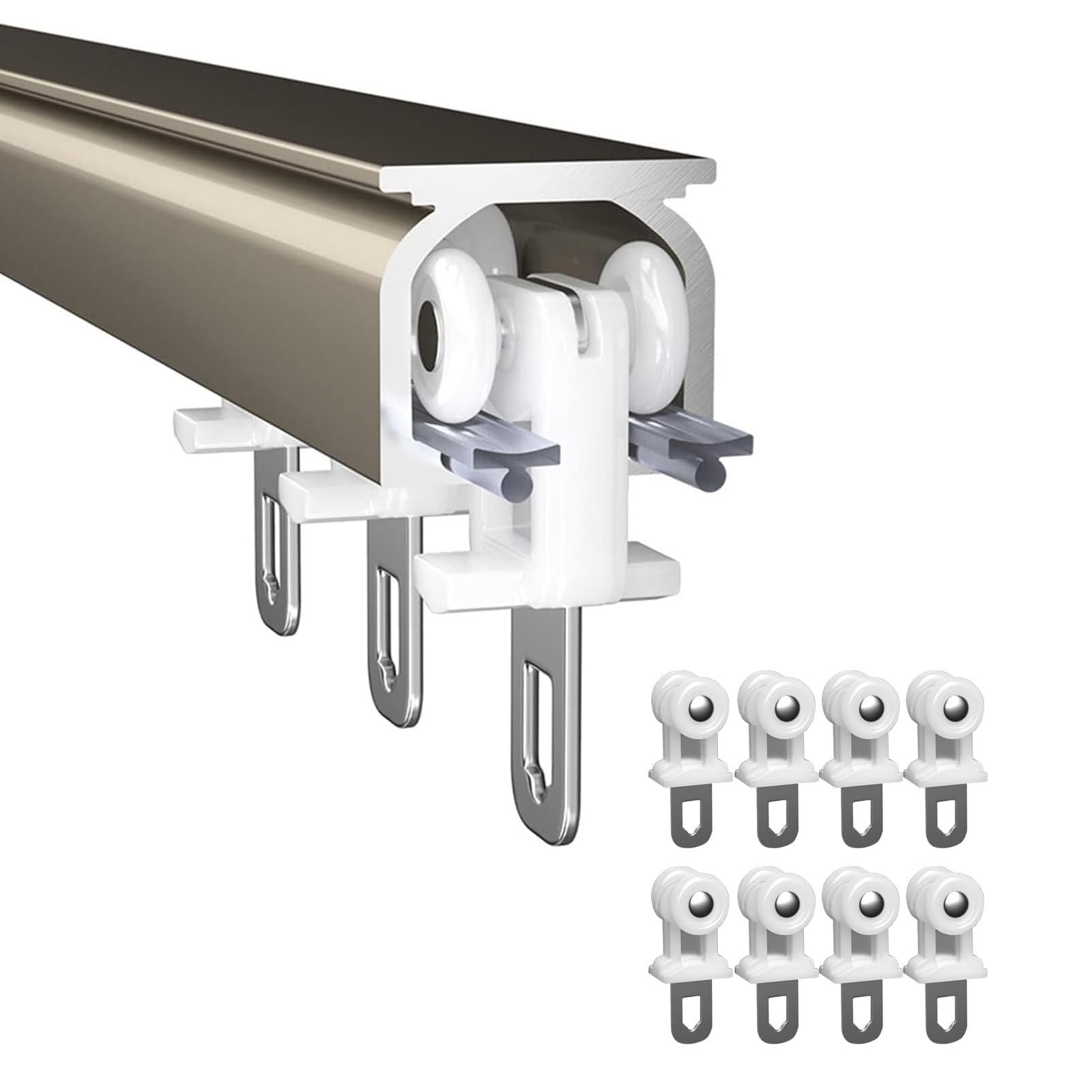 Aluminium Curtain Track Set Ceiling Curtain Track Rail Curtain Track Runner Rail Ceiling Mounted Metal Shower Curtain Track Rail Curtain Track Ceiling Mounted Straight Ceiling Track Set ( Color : Cham