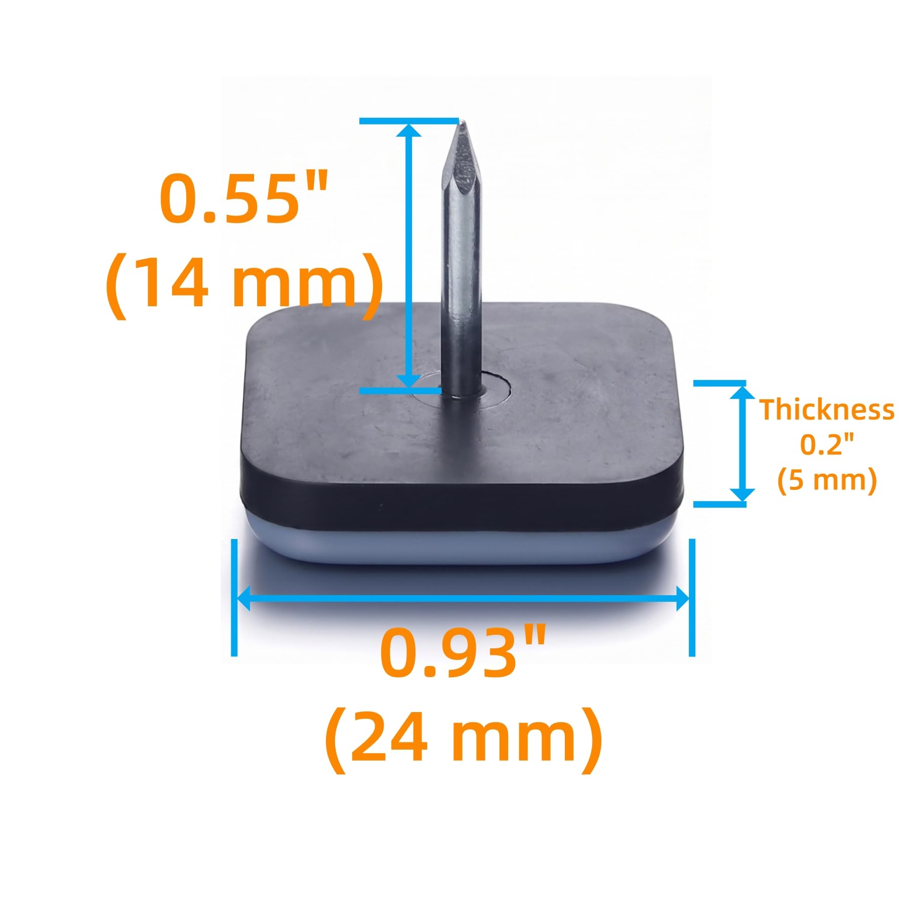 Furnigear Möbelgleiter zum Nageln auf Möbeln, 2,5 cm, 24 Stück, robuste PTFE-Stuhlgleiter aus PTFE (Teflon), Möbelgleiter, bewegen Sie Ihre Möbel einfach und sicher, Stuhlbein-Bodenschoner