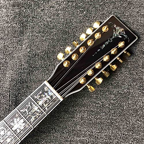 Yyyshopp 12 Strings Acoustic Guitar Solid Wood Top 41 Inches Ebony Fingerboard Guitar (Color : Guitar And Hardcase, Size : 41 Inches) #TOP2