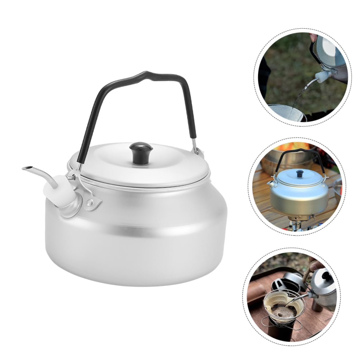 VALICLUD Outdoor Camping Kettle Stainless Steel Whistling Teapot Ergonomic Handle for Hiking Fishing and Bbq Convenient Portable Cookware for Outdoor Adventures