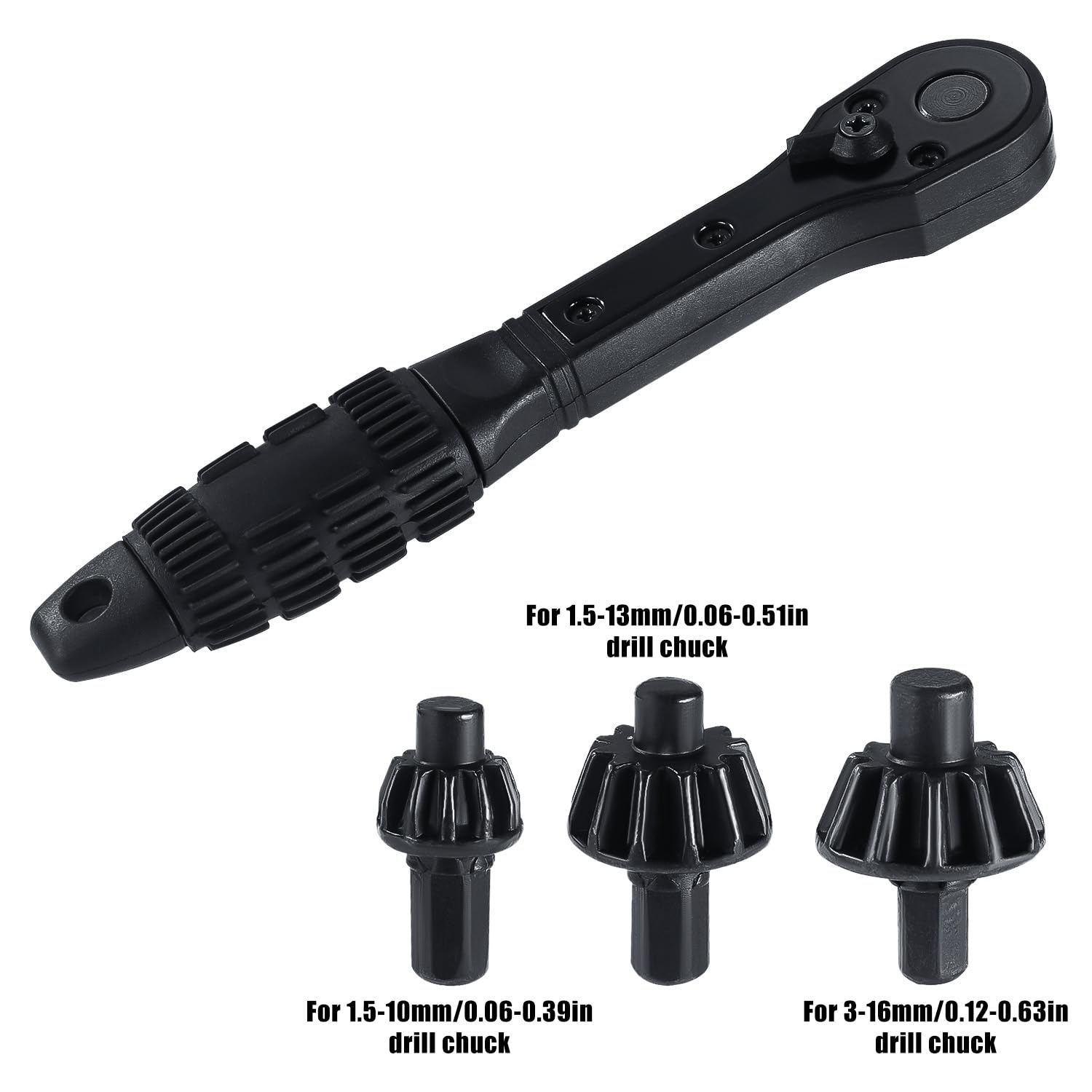 Ratchet Drill Chuck & 3 Chucks - Universal Spanner -4 Ratchet Drill Chuck & 3 Chucks - Universal Spanner -4