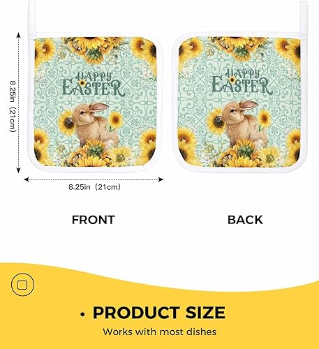 Miniatura 3 de 3 Packs Easter Bunny Pot Holders Sets for Kitchen,Oven Pan Plate Bowl Pads Heat Proof Mat with Hanging Loop,Terry Cloth Potholders Soft Grip for