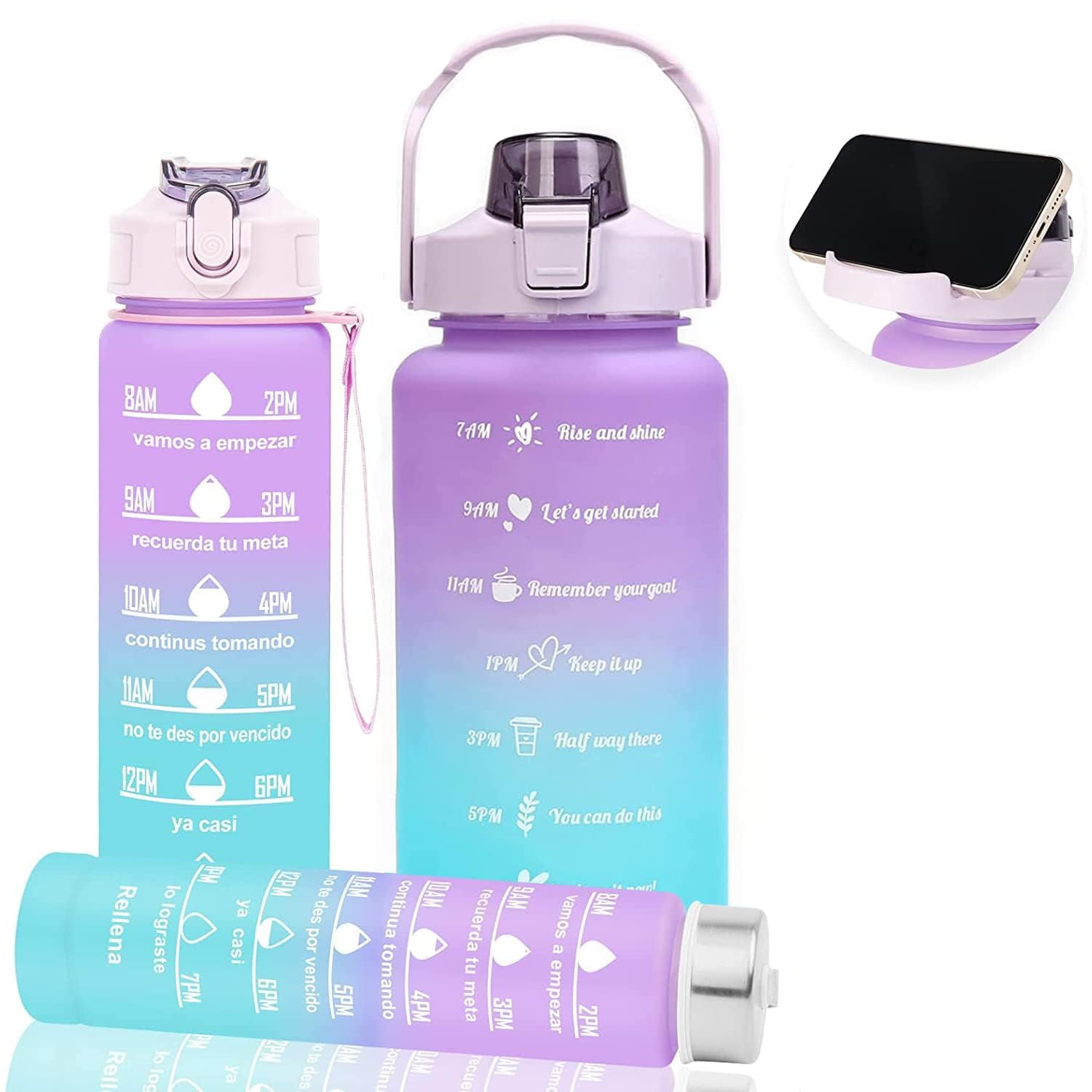 CRIYALE Set of 3 Water Bottle with Motivational Time Marker | Sipper Water Bottle with Straw, 3D Sticker Leakproof BPA Free Drinks Bottle for Gym Fitness Outdoor Sports(2Litre, 900ml, 350ml)Multicolor (B0CBH7VGDC) Amazon Price History, Amazon Price Tracker