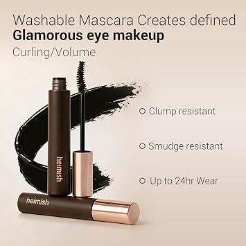 HEIMISH Dailism Smudge Stop Mascara 0.32oz/9g - Curling & Lengthening, Long-lasting, Waterproof, Smudge-proof, Non-Clumping, Washable Cleansing Korean Mascara - Black Curling