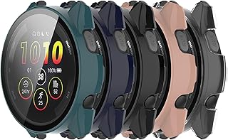 [5-Pack] Case with Tempered Glass Screen Protector Compatible with Garmin Forerunner 265 (46MM), Ultra-Thin Bumper Full Coverage Protective Hard PC Cases Face Cover for Men Women