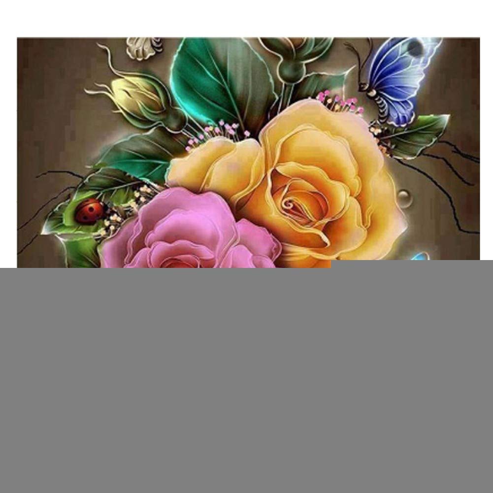 Diamond Painting Full Drill Kits pour Adultes, Fleur colorée 5D DIY Broderie Diamant Peinture Image Cristal Strass Enfant Point De Croix Diamant Artisanat Maison Murale Décoration 50x70cm E978