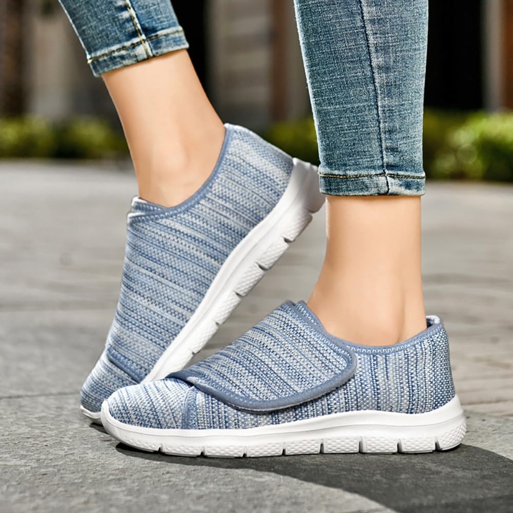 Zapatos Diabéticos para Mujer Extra Anchas Sandalias de rehabilitación Zapatillas para Caminar Ajustables Antideslizantes Respirable Ortopédico Aliviar el Dolor de Pies
