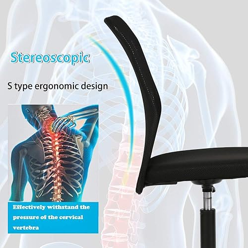 Miniatura 3 de Silla de oficina de malla con soporte lumbar, silla de escritorio ergonómica, moderna, negra