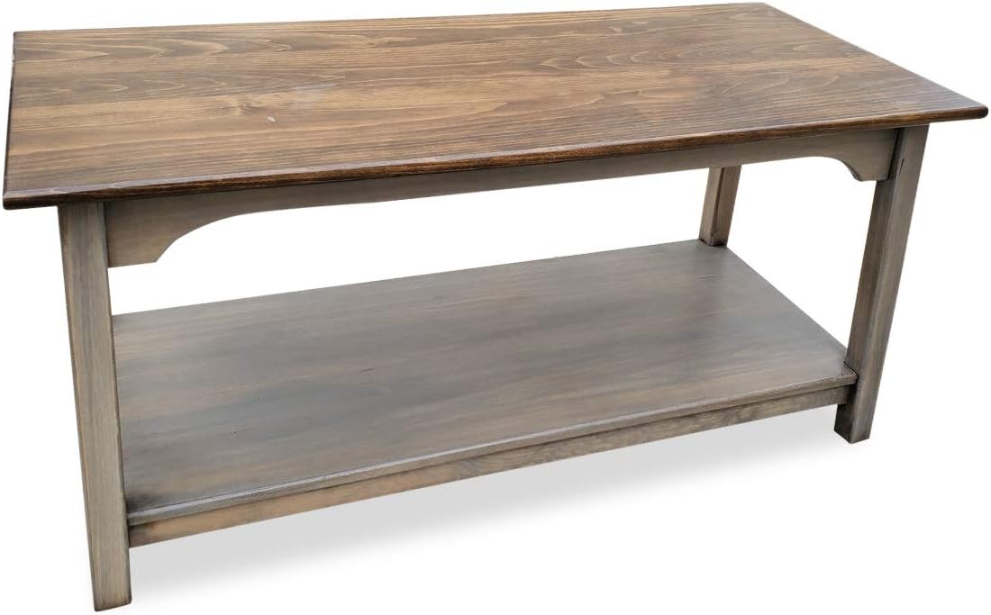 Buy Wood Shaker Coffee Table Amish Furniture Farmhouse Tables Honey Brown Black 2 Tier Shelves Storage Coffee Tables For Living Room Pewter Online In Indonesia B07q3sr7wg