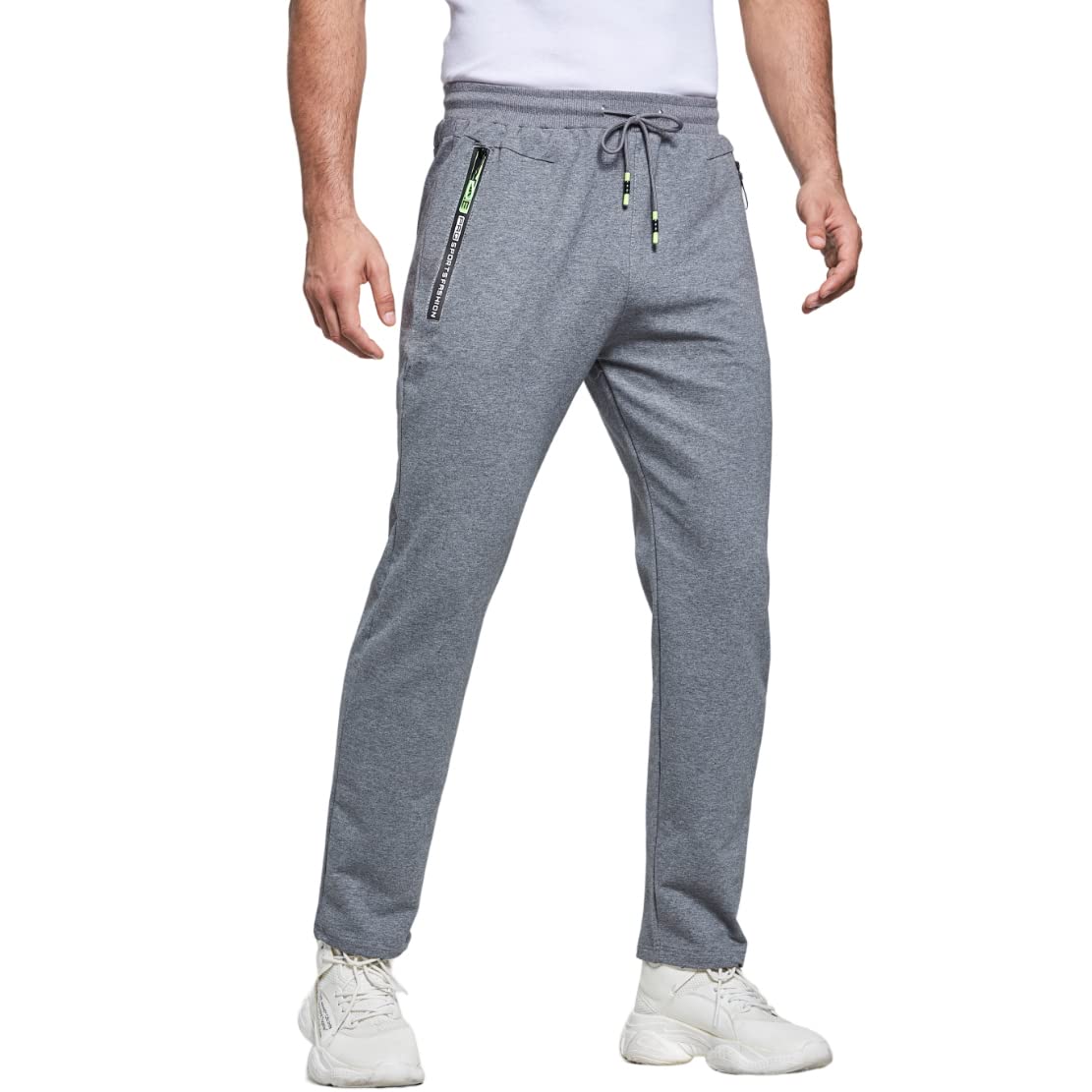 ZOXOZ Pantaloni Sportivi Uomo Cotone con Tasche Zip Elastico in Vita con Coulisse