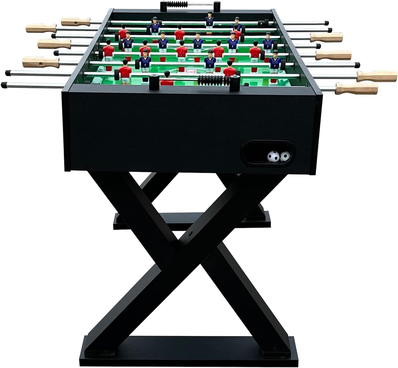 KICK Drias 48" Foosball Table – Compact Professional Indoor Table Soccer & Gaming Table for Adults with 2 Premium Balls, Semi-Solid Steel Rods, 1–3 Goalie Setup & Slide Scorers