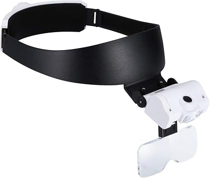Headband Magnifier with LED Lights Hands-Free Magnifying Visor for Close Work, Crafts, Jewelry, Watch Repair and Hobbies