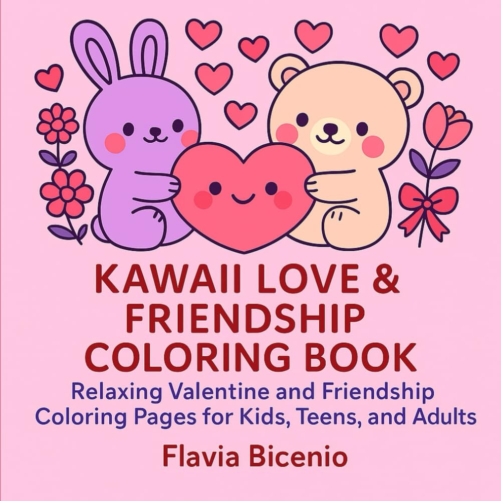 Kawaii Love & Friendship Coloring Book: Relaxing Valentine and Friendship Coloring Pages for Kids, Teens, and Adults