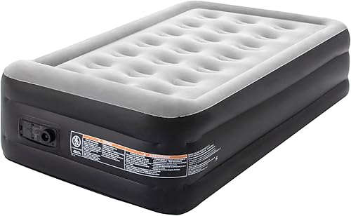 DIMAR GARDEN Colchón de aire de tamaño individual con bomba incorporada, colchón inflable flocado de 18.5 pulgadas para el hogar, colchón inflable