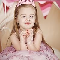 Vista 4 de Hidepoo Regalos de unicornios para niñas, perlas rosas y bolas de diamantes de imitación, pulseras de unicornio con inicial de corazón para niñas