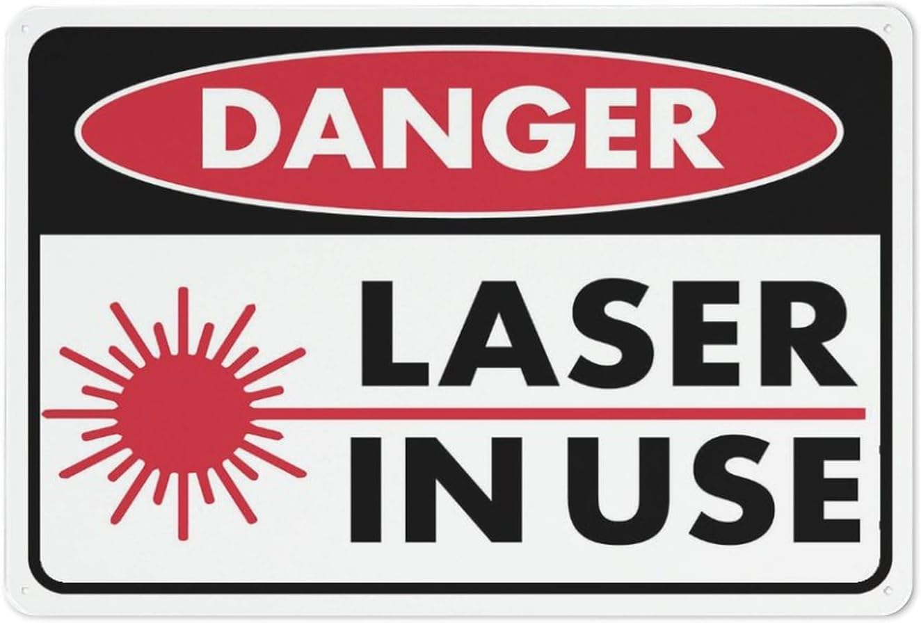 Danger Laser in Use Rust Free Aluminum Sign - Pre-Drilled Holes Decor for Business, Workplace, Home Lab - 12x16 Inch​