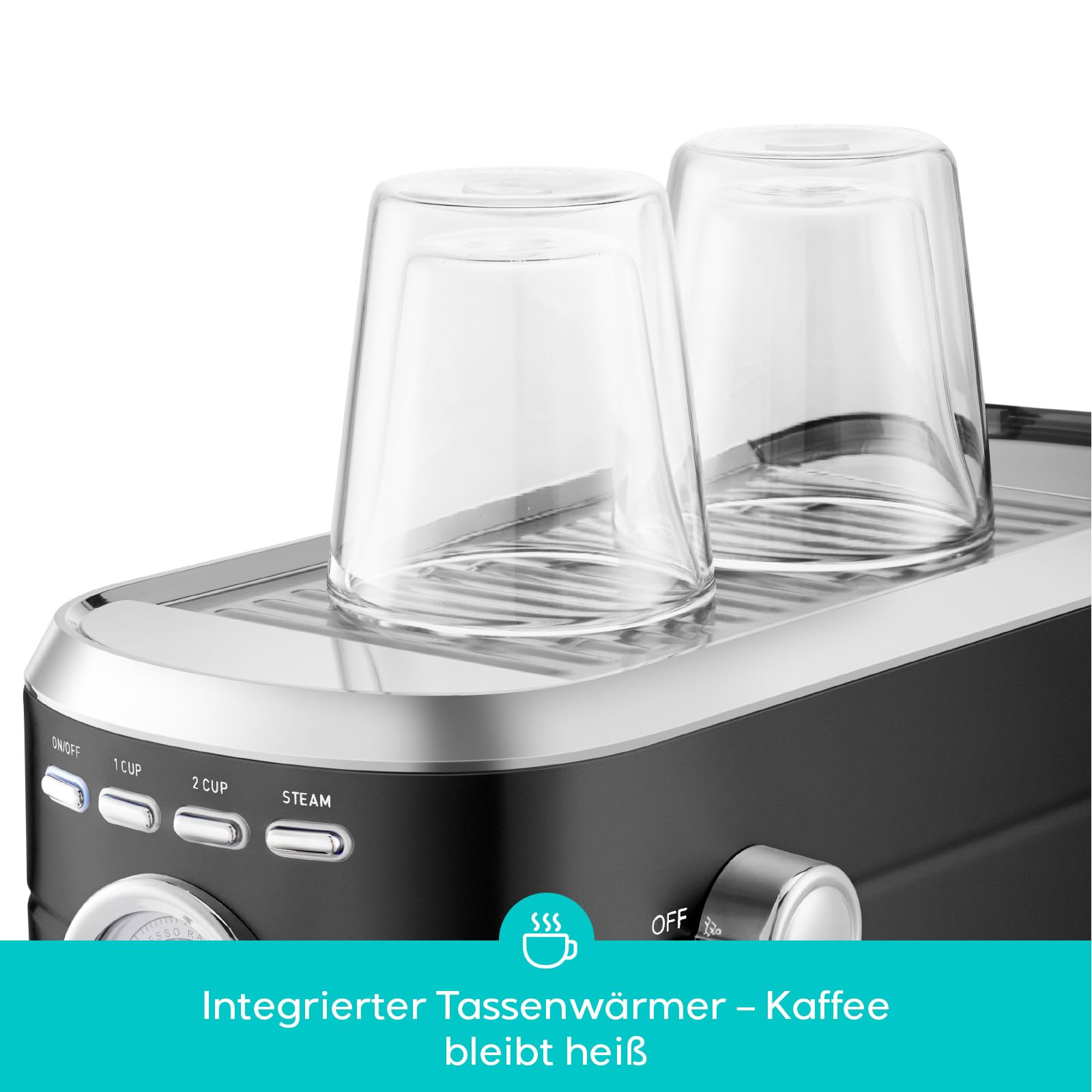 CASABREWS Espresso Siebträgermaschine 20 Bar, Edelstahl-Espressomaschine mit professionellem Milchaufschäumer, Klein Kaffeemaschine Espresso für Cappuccino, Latte & Macchiato, 1L Wassertank, Schwarz